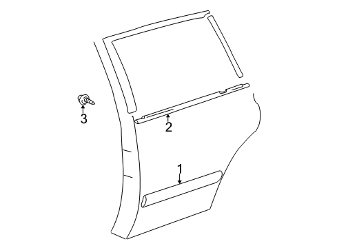 2003 Toyota Highlander Exterior Trim - Rear Door Body Side Molding Diagram for 75741-48020-C0