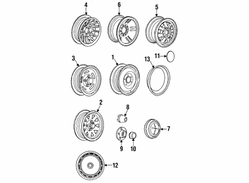1985 Dodge Ramcharger Wheels, Covers & Trim Dome Diagram for 3699011
