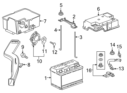 2022 Honda Pilot Battery Box Assembly Diagram for 31523-THR-A02