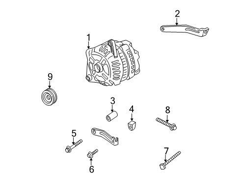 2002 Hyundai Accent Alternator Pulley-Generator Diagram for 37321-22601