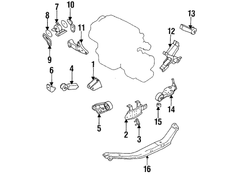 1987 Nissan Pulsar NX Engine & Trans Mounting Engine Mounting Bracket, Right Diagram for 11231-D5001