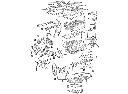 2002 BMW 540i Engine Parts, Mounts, Cylinder Head & Valves, Camshaft & Timing, Oil Pan, Oil Pump, Crankshaft & Bearings, Pistons, Rings & Bearings, Variable Valve Timing Transmission Crossmember Diagram for 22321094765