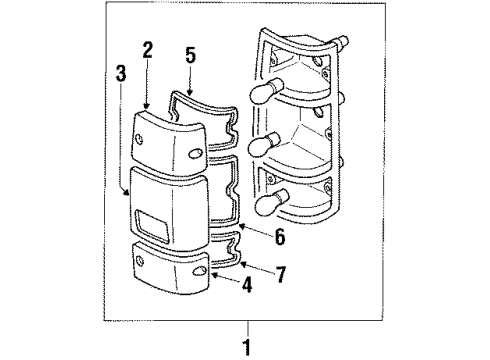 1992 Isuzu Pickup Tail Lamps Lamp Assy., L. RR. Combination Diagram for 8-97121-075-0