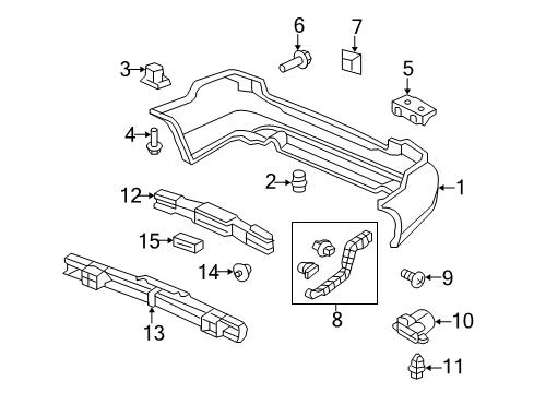 2006 Honda Accord Rear Bumper Absorber, RR. Bumper Diagram for 71570-SDA-A10