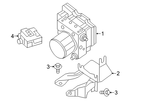 2016 Nissan Maxima ABS Components Bracket-Actuator Diagram for 47840-3TA0A