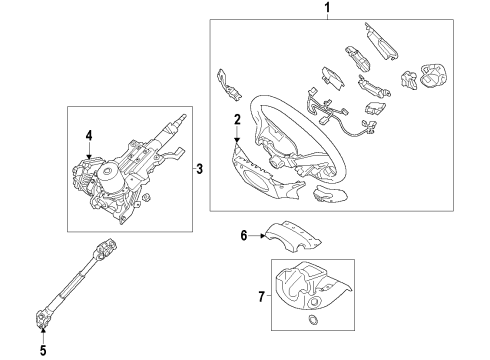 2014 Hyundai Veloster Steering Column & Wheel, Steering Gear & Linkage Steering Wheel Assembly Diagram for 56110-2V150-RY