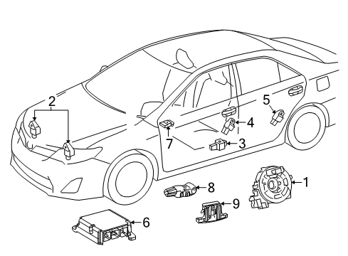 2019 Toyota Camry Air Bag Components Front Sensor Diagram for 89173-39525