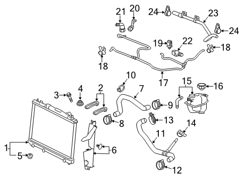 2013 Cadillac CTS Radiator & Components Inlet Hose Connector Diagram for 25891275