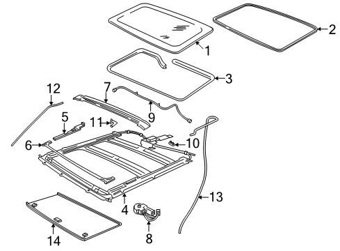 2007 Lincoln Navigator Sunroof Motor Assembly Diagram for 7L1Z-15790-A