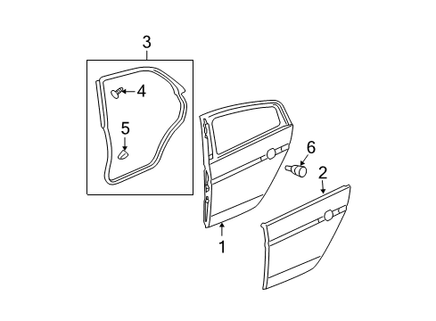 2006 Acura TL Rear Door Sub-Seal, Right Rear Door Diagram for 72825-SEP-A11