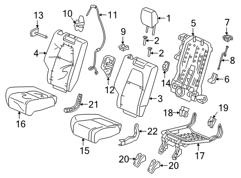 2022 Honda CR-V Rear Seat Components Pad, R. RR. Seat Cushion Diagram for 82137-TLA-A01
