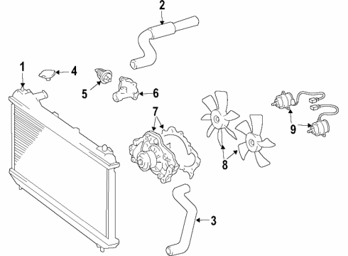 1999 Toyota Camry Cooling System, Radiator, Water Pump, Cooling Fan Fan Blade Diagram for 16361-0A030