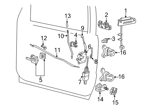 2004 Ford Explorer Sport Trac Keyless Entry Components Handle, Outside Diagram for 3L2Z-7822404-BA
