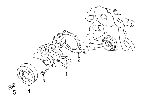 2005 Pontiac Bonneville Cooling System, Radiator, Water Pump, Cooling Fan Water Pump Assembly Bolt Diagram for 25535660