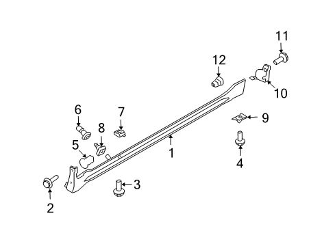 2003 Nissan Maxima Exterior Trim - Pillars, Rocker & Floor Mudguard-Center, Front RH Diagram for 76852-5Y773