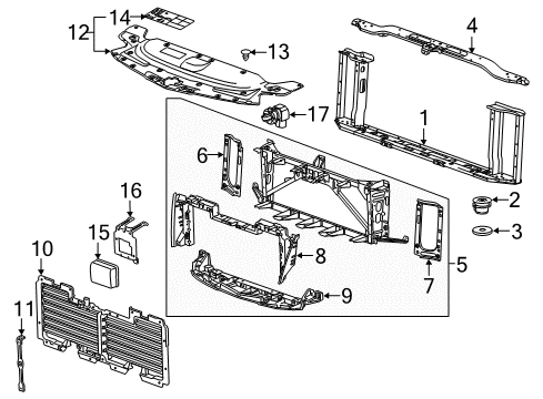 2016 Cadillac Escalade Radiator Support Radiator Support Diagram for 84366722