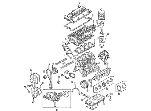 2006 Hyundai Accent Engine Parts, Mounts, Cylinder Head & Valves, Camshaft & Timing, Oil Pan, Oil Pump, Crankshaft & Bearings, Pistons, Rings & Bearings, Variable Valve Timing Bracket Assembly-Roll Stopper, Front Diagram for 21910-1G050