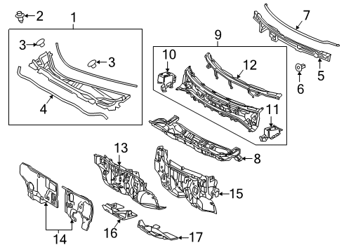 2019 Lexus RX350L Cowl Panel Sub-Assembly, COWL Diagram for 55702-48090