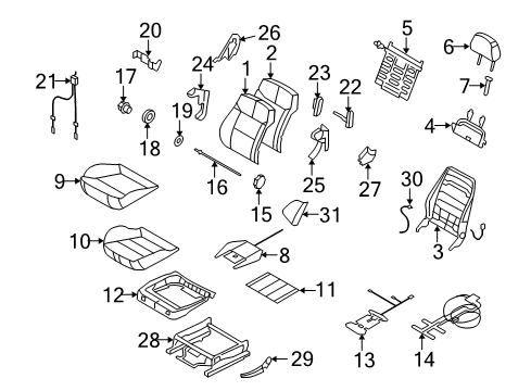 2008 Saturn Astra Driver Seat Components Heater, Front Seat Cushion Diagram for 13114989