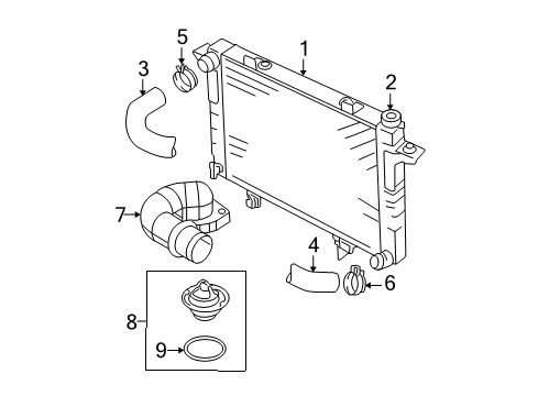 2005 Dodge Ram 3500 Radiator & Components Clamp-Radiator Diagram for 55056432AA