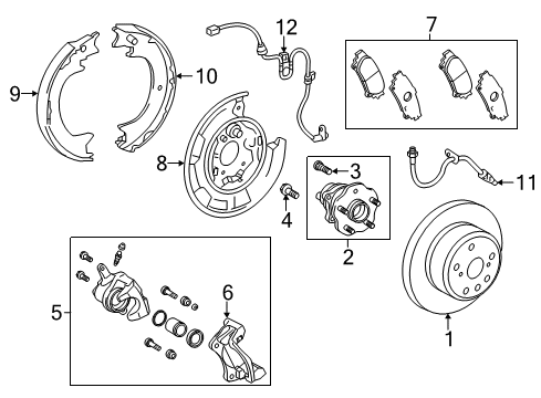 2015 Toyota Highlander Parking Brake Rear Cable Diagram for 46430-0E060