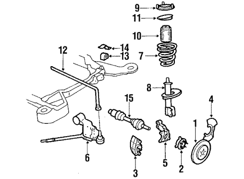 1990 Cadillac Allante Front Suspension Components, Lower Control Arm, Stabilizer Bar Sensor Asm Diagram for 3521272