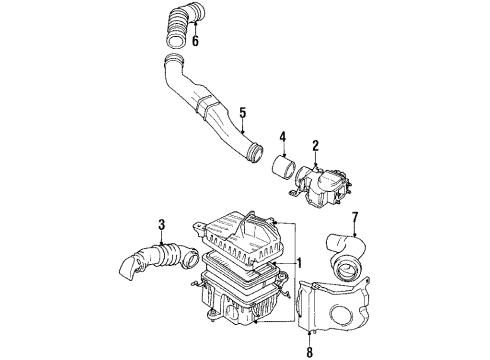 1994 Toyota Pickup Air Intake Air Cleaner Assembly Diagram for 17700-35290