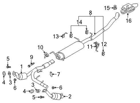 2019 Ford Expedition Exhaust Components Rear Muffler Diagram for JL1Z-5201-B
