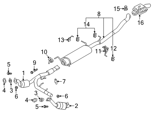 2019 Ford Expedition Exhaust Components Muffler & Pipe Diagram for JL1Z-5230-F