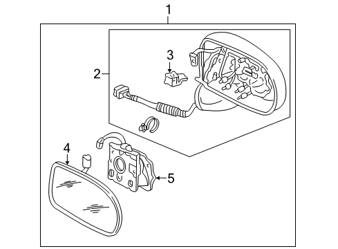 1996 Acura RL Mirrors Mirror Assembly, Driver Side Door (Bayern Green Pearl) (Heated) (Memory) Diagram for 76250-SZ3-A42ZC