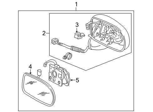 2002 Acura RL Outside Mirrors Mirror Assembly, Passenger Side Door (Vermont Green Pearl) (Heated) (Memory) Diagram for 76200-SZ3-A42ZV