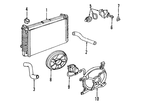 2002 Oldsmobile Aurora Cooling System, Radiator, Water Pump, Cooling Fan Fan Kit, Engine Coolant Diagram for 12463011