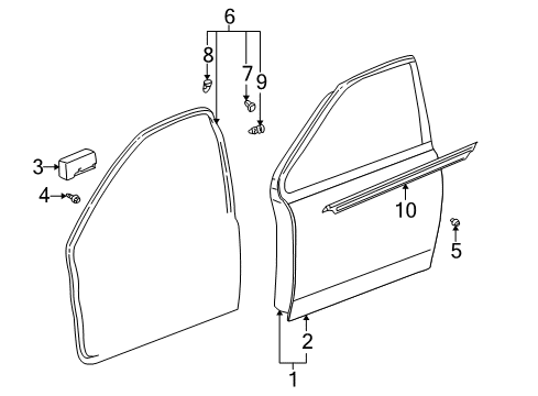 2000 Toyota Echo Front Door Belt Weatherstrip Diagram for 68210-52010