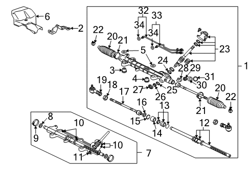 2006 Mitsubishi Eclipse Steering Column & Wheel, Steering Gear & Linkage BUSHING-Steering Gear Diagram for MR519041