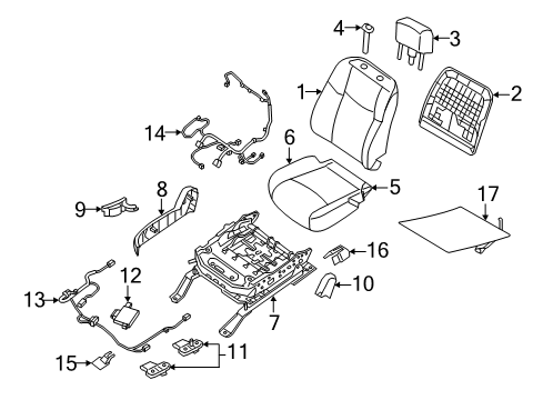 2015 Nissan Murano Passenger Seat Components Trim Assy-Cushion, Front Seat Diagram for 87320-5AA0A