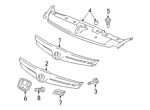 2006 Honda Civic Grille & Components Emblem, Front (Si) Diagram for 75732-SVB-A01