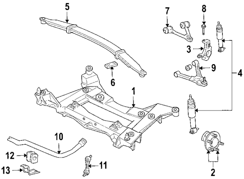 2007 Cadillac XLR Anti-Lock Brakes Stabilizer Link Diagram for 20822934