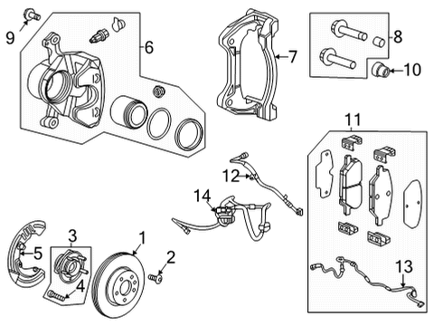 2020 Cadillac CT5 Brake Components Front Hub Diagram for 13508377