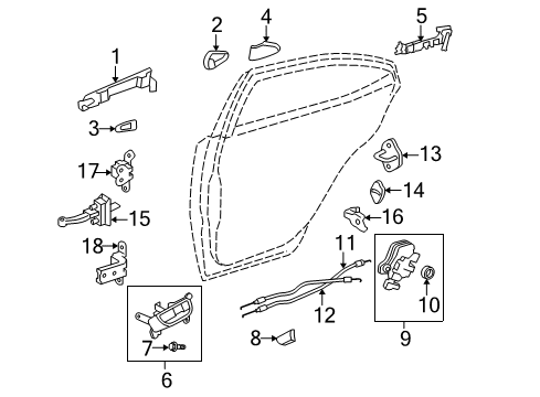 2006 Lexus IS250 Rear Door Cover, Rear Door Outside Handle, RH Diagram for 69227-53010-A0