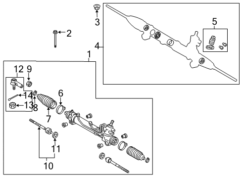 2005 Toyota RAV4 Steering Column & Wheel, Steering Gear & Linkage Gear Assembly Diagram for 44200-42140