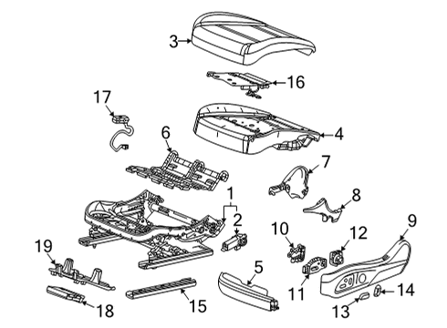 2022 Cadillac CT5 Driver Seat Components Seat Cushion Pad Diagram for 84849639