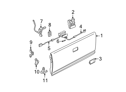 1996 GMC Sonoma Tail Gate Handle Asm-Pick Up Box End Gate Latch Diagram for 15992860