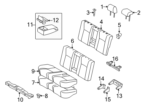 2011 Lexus HS250h Rear Seat Components Headrest Assy, Rear Seat Diagram for 71940-75080-A4