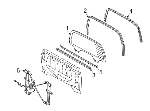 2004 Toyota Tundra Back Glass Window Regulator Diagram for 69850-0C020