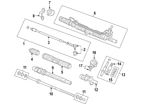 2009 Honda Element P/S Pump & Hoses, Steering Gear & Linkage Tube, Suction Diagram for 53731-SCV-A02