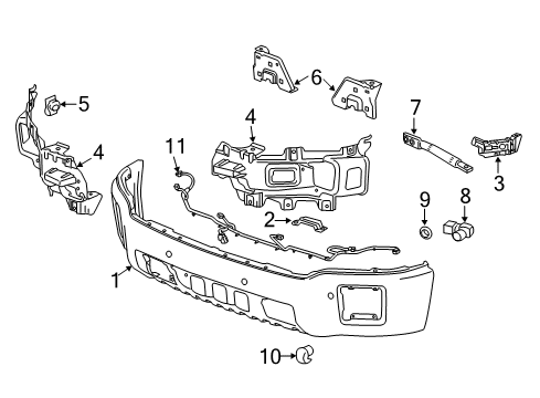 2015 GMC Sierra 1500 Front Bumper Side Retainer Diagram for 23140544