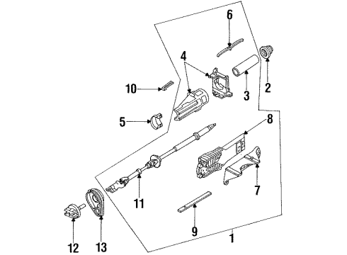1996 Ford Contour Steering Column & Wheel, Steering Gear & Linkage Column Assembly Diagram for F6RZ3C529GA