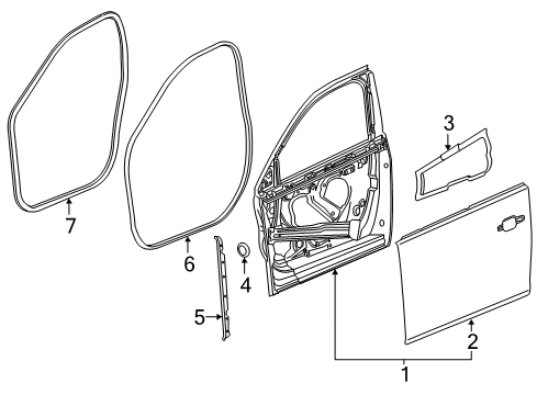 2019 Buick Regal TourX Front Door Door Weatherstrip Diagram for 39203328