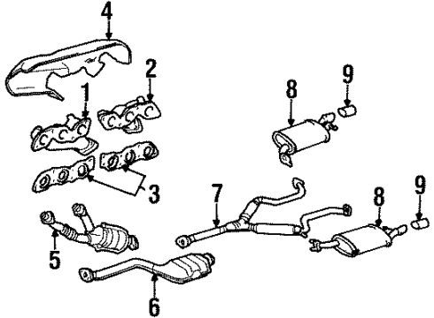 1993 Lexus SC300 Exhaust Components, Exhaust Manifold Front Exhaust Pipe Assembly Diagram for 17410-46050