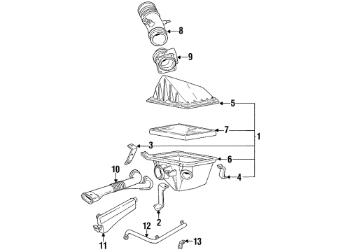 1994 Nissan Pathfinder Filters Duct Assembly-Air Diagram for 16577-88G00